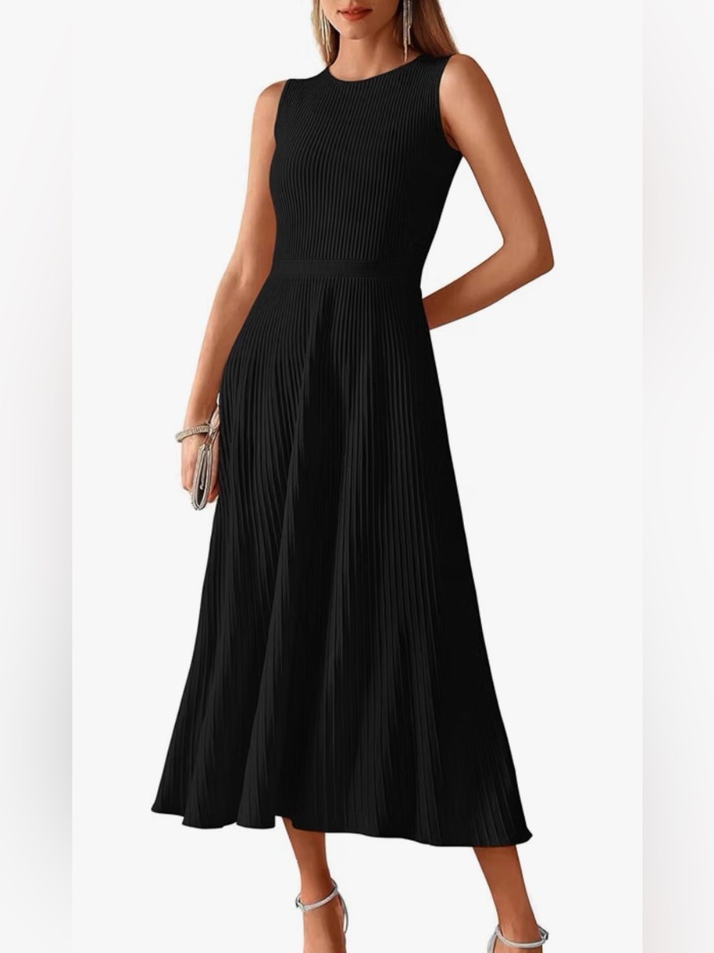 NWT BTFBM Tank Dress Casual Sleeveless Crewneck Knit Pleated A-line dress XL